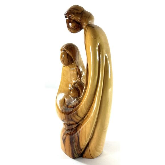 Olive Wood Holy Family Nativity Figurine 8” Bethlehem Holy Land Hand Carved - Picture 4 of 5